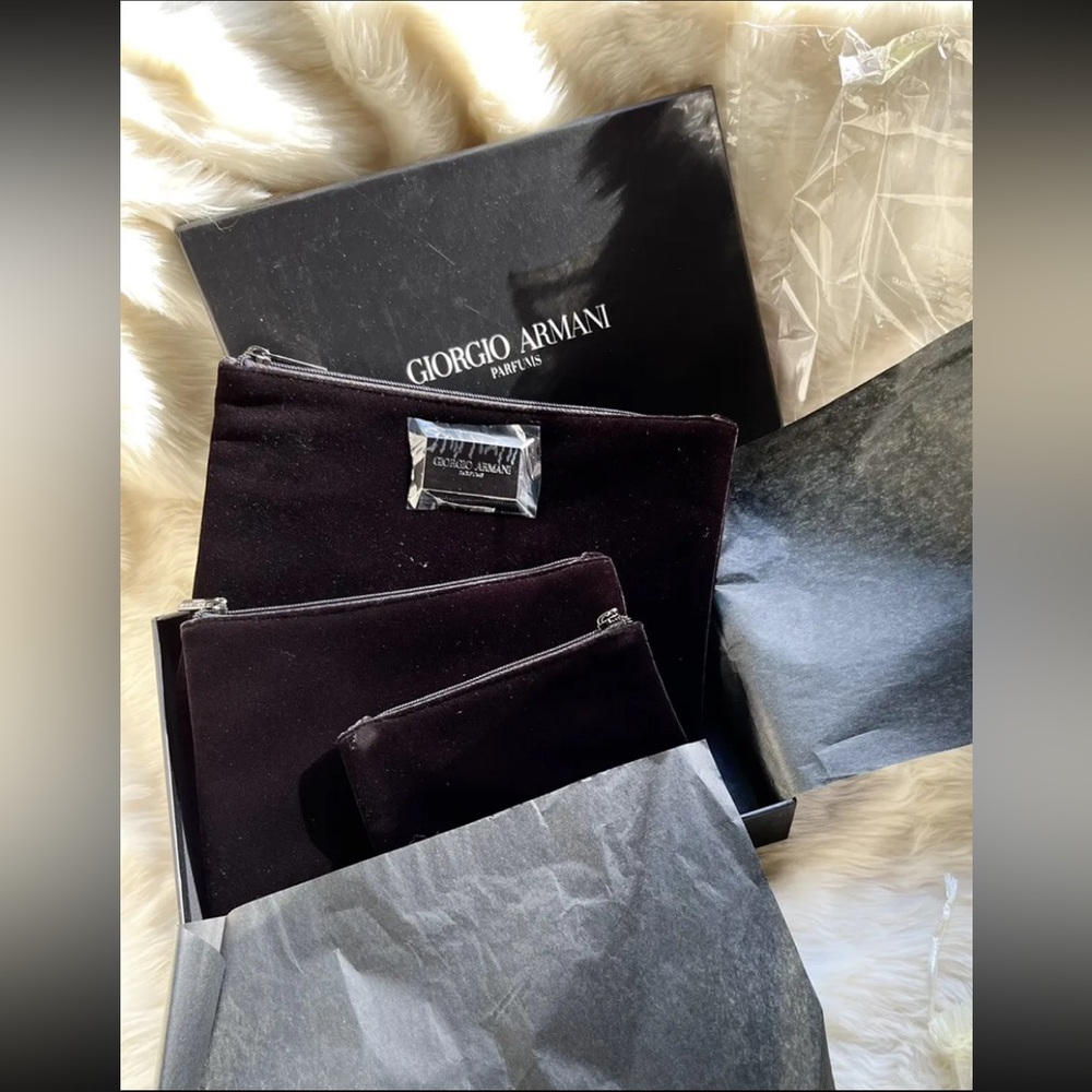 giorgio armani trio of velvet pouches new in box